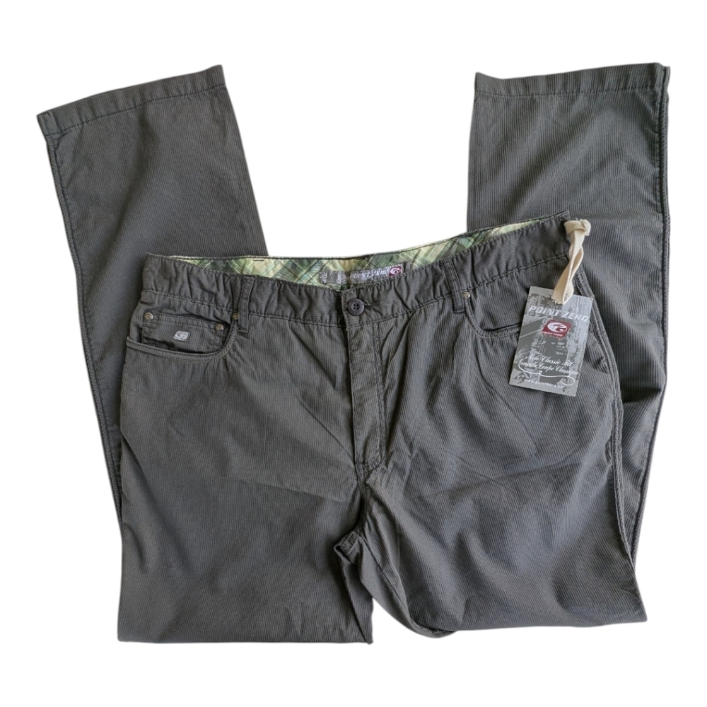 Men's Point Zero NWT Classic Fit Grey Pants Size 40/34 Khaki's Chinos